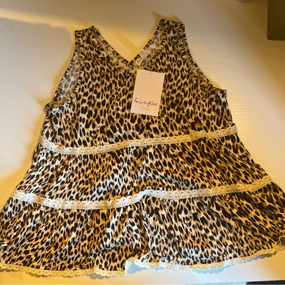 Leopard Print Love Fire tank top - New with tags.